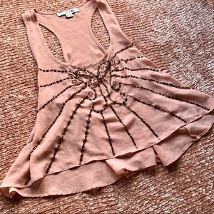 Sheer Beaded Crop Top Tank